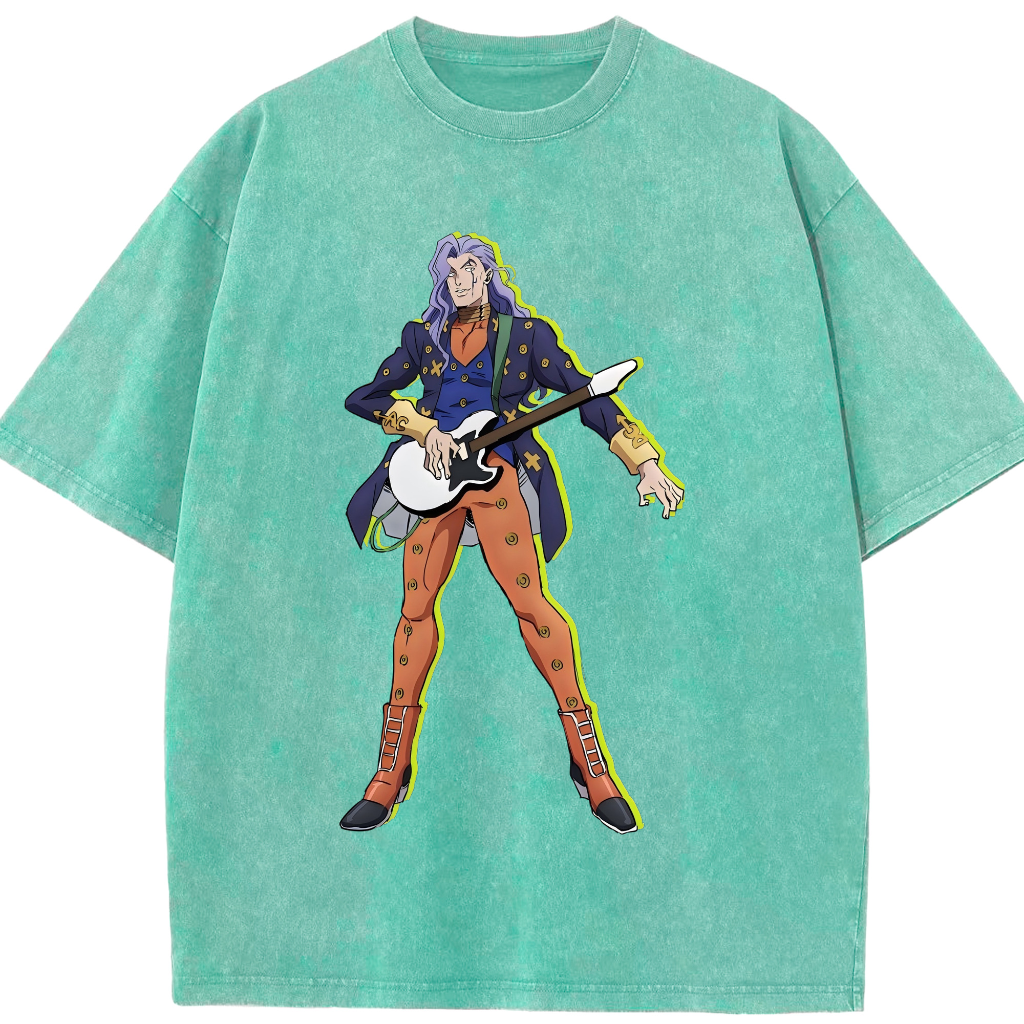（画像用） ジョジョの奇妙な冒険 おといし あきら JoJo's Bizarre Adventure Akira Otoishi 綿100% ヴィンテージ風 半袖Tシャツ（フロントプリント）